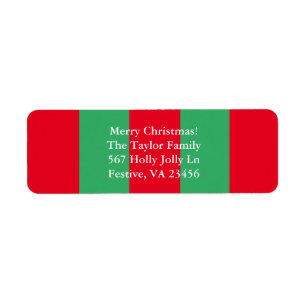 Green Red Striped Christmas Holiday Colour Block Return Address Label