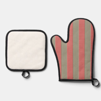 green red strips oven mitt & pot holder set