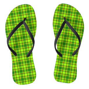 Green Red Tartan Chequered Plaid Pattern-55788 Thongs