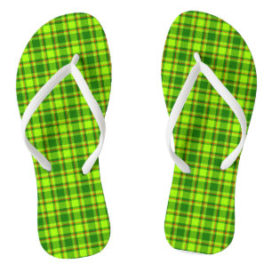 Green Red Tartan Chequered Plaid Pattern Thongs