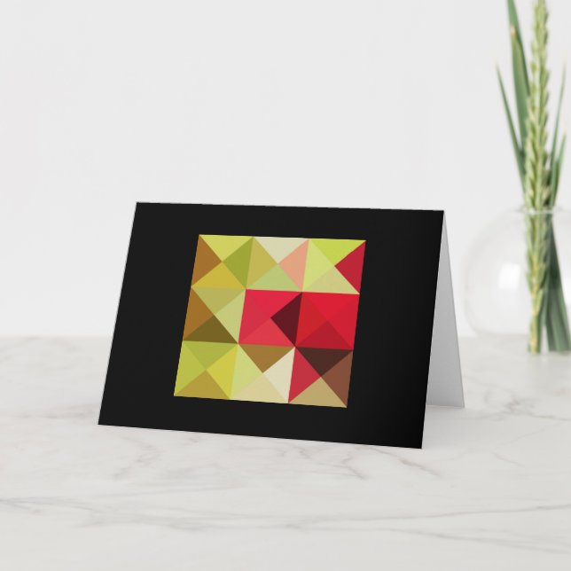 Green Red Tones Quilt Square Note Card (Front)