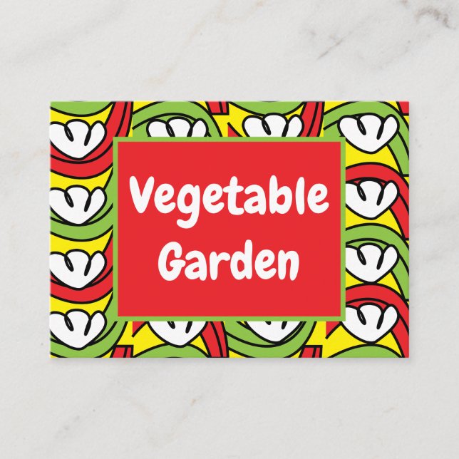 Green Red Vegetable Pattern Business Card (Front)