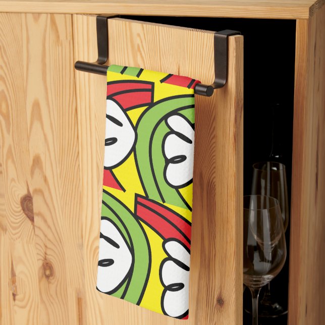 Green Red Vegetable Pattern  Tea Towel (Thirds Fold)