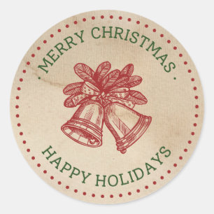 Green Red Vintage Jingle Bells Christmas Labels