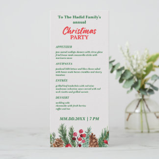 Green & Red Vintage Photo Family Christmas Party Menu