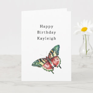 Green Red Watermelon Butterfly Birthday Card