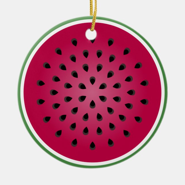 Green Red Watermelon Design Ceramic Tree Decoration (Front)