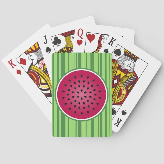 Green Red Watermelon Design Playing Cards (Back)
