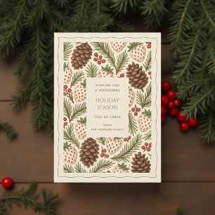 Green Red Whimsical Watercolor Holiday Card