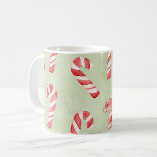 Green Red White Candy Canes Coffee Mug