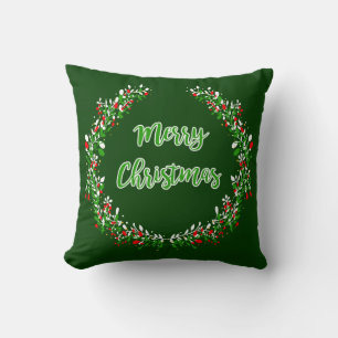 Green  Red  White Christmas Pillow