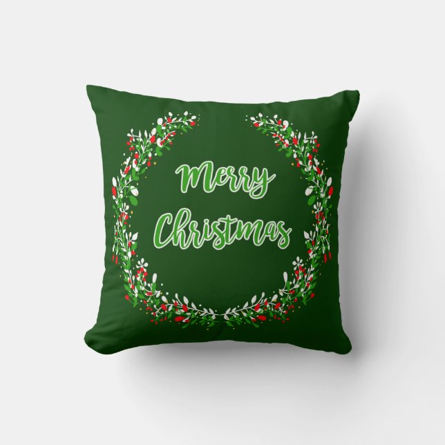 Green  Red  White Christmas Pillow (Front)