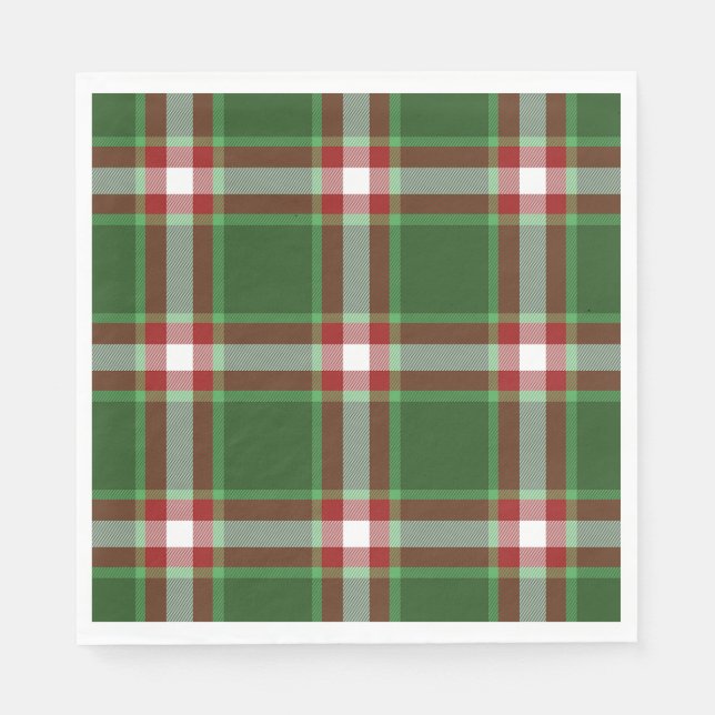 Green Red White Cool Red Lumberjack Plaid Pattern Napkin (Front)