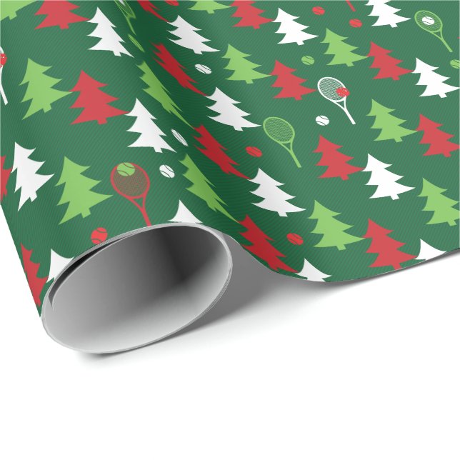 Green💚💔🤍, red, white tennis Christmas  Wrapping Paper (Roll Corner)