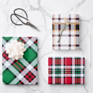  Green, Red, & White Toledo Plaid Patterns Multi  Wrapping Paper Sheet