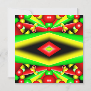 Green Red Yellow Bubbles And Stripes Abstract Art Card