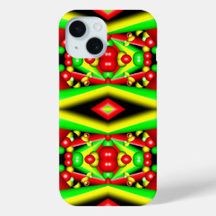 Green Red Yellow Bubbles And Stripes Abstract Art  iPhone 15 Case