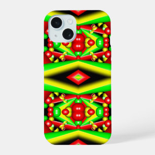 Green Red Yellow Bubbles And Stripes Abstract Art iPhone 15 Case