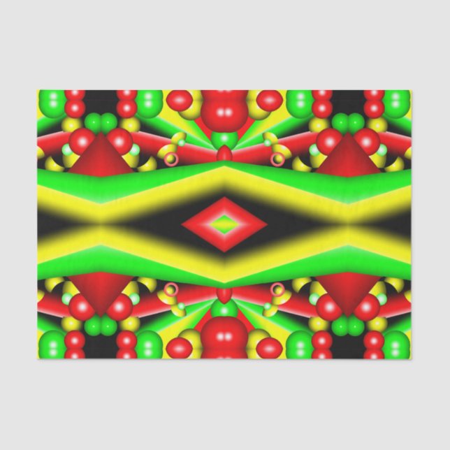 Green Red Yellow Bubbles And Stripes Abstract Art  Tissue Paper (Front)