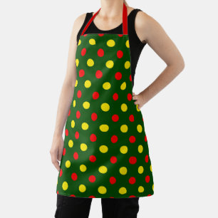 Green Red Yellow Polka Dots Design Apron