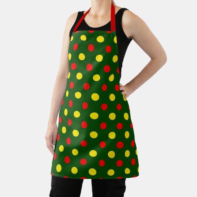 Green Red Yellow Polka Dots Design  Apron (Insitu)