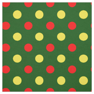 Green Red Yellow Polka Dots Design Fabric
