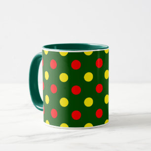 Green Red Yellow Polka Dots Design  Mug