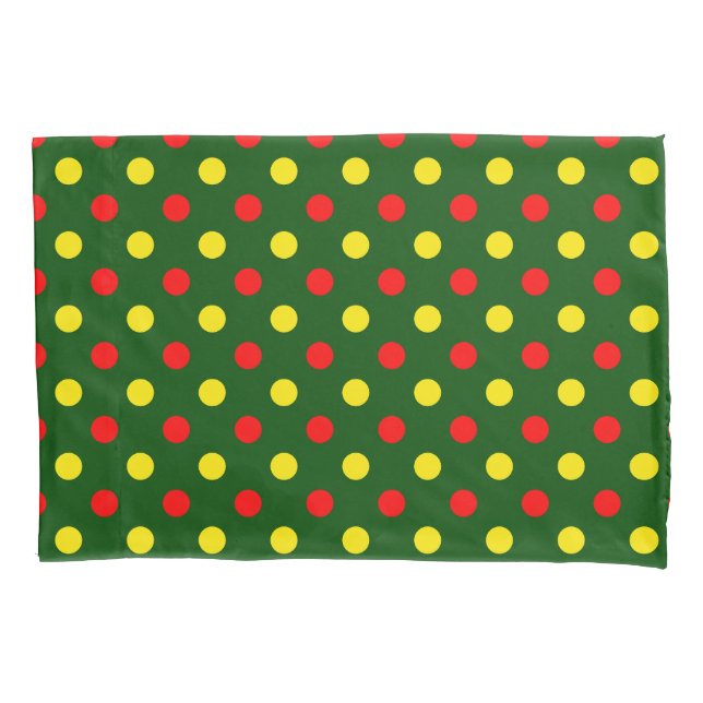 Green Red Yellow Polka Dots Design  Pillowcase (Front)