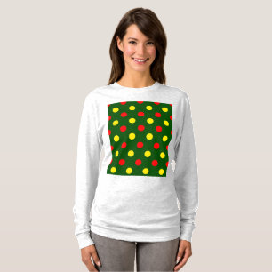 Green Red Yellow Polka Dots Design  T-Shirt