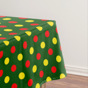 Green Red Yellow Polka Dots Design Tablecloth