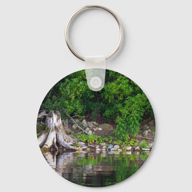 Green Reflections Button Keychain (Front)