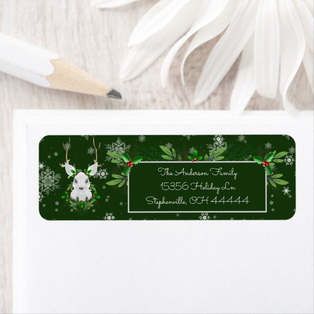 Green Reindeer Address Labels (Insitu)