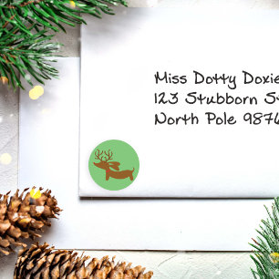 Green Reindeer Dachshund Holiday Envelope Seals