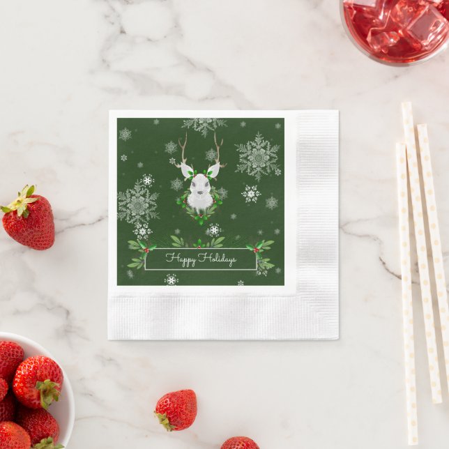Green Reindeer Paper Napkin (Insitu)