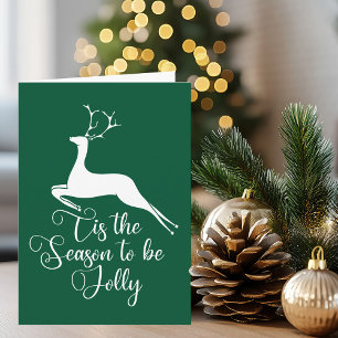 Green Reindeer Tis the Season Custom Christmas Card