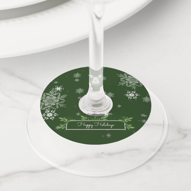 Green Reindeer Wine Glass Tags (Close Up)