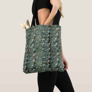 Green Reptile Skin Pattern Tote Bag