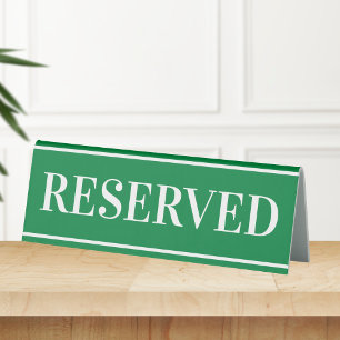 Green Reserved Table Sign