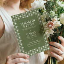 Green Retro 70s Geometric Wedding
