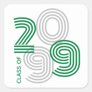 Green Retro Big Numbers Class of Square Sticker