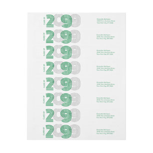Green Retro Big Numbers Class of Wrap Around Label