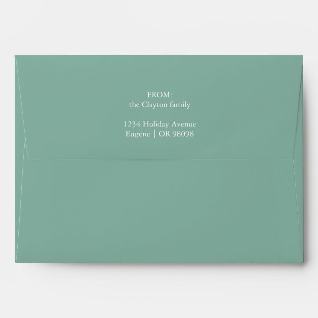 Green Retro Boho Minimalist Christmas Mailing Envelope (Back (Top Flap))