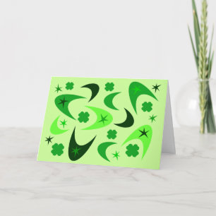 Green Retro Boomerangs & Shamrocks Card