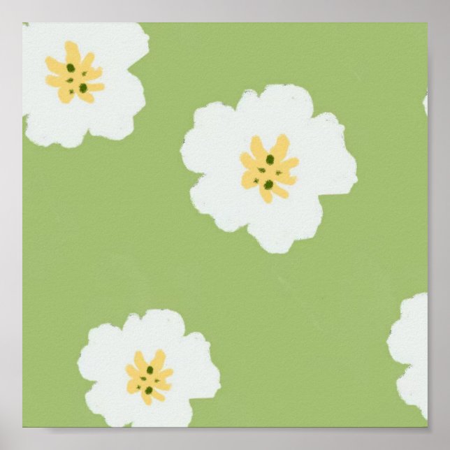Green  Retro  Botanical Wildflower Poster (Front)