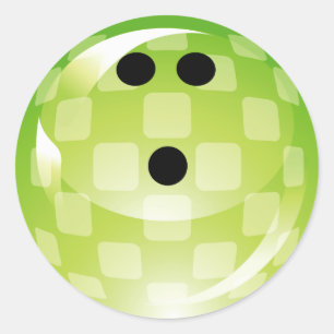 GREEN RETRO BOWLING BALL CLASSIC ROUND STICKER