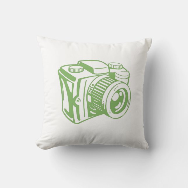 Green Retro Camera Pillow (Front)
