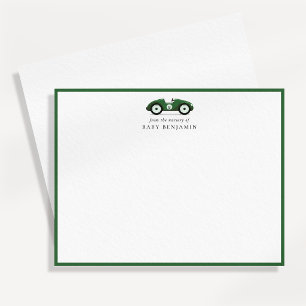 Green Retro Car Nursery Note Card