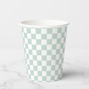Green Retro Chequered birthday Paper Cups