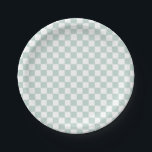 Green Retro Chequered birthday Paper Plates<br><div class="desc">Retro chequered print Birthday party plates in mint green</div>