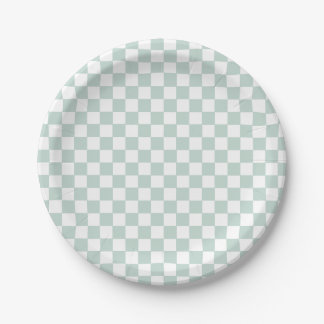 Green Retro Chequered birthday Paper Plates